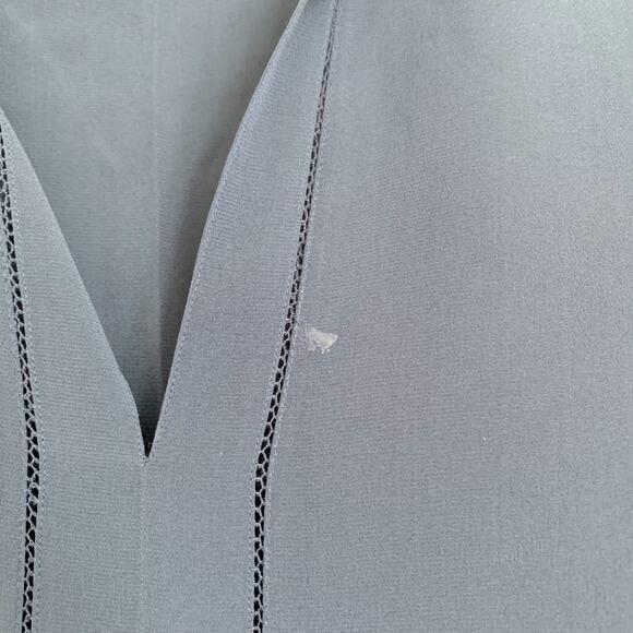 Royal Blue Vince Split-Neck Silk Top S - Picture 4 of 8